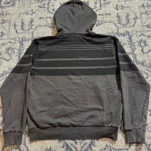 VTG Y2K DC Skateboarding Gray Striped Graphic Hoodie SZ S - Picture 3 of 5